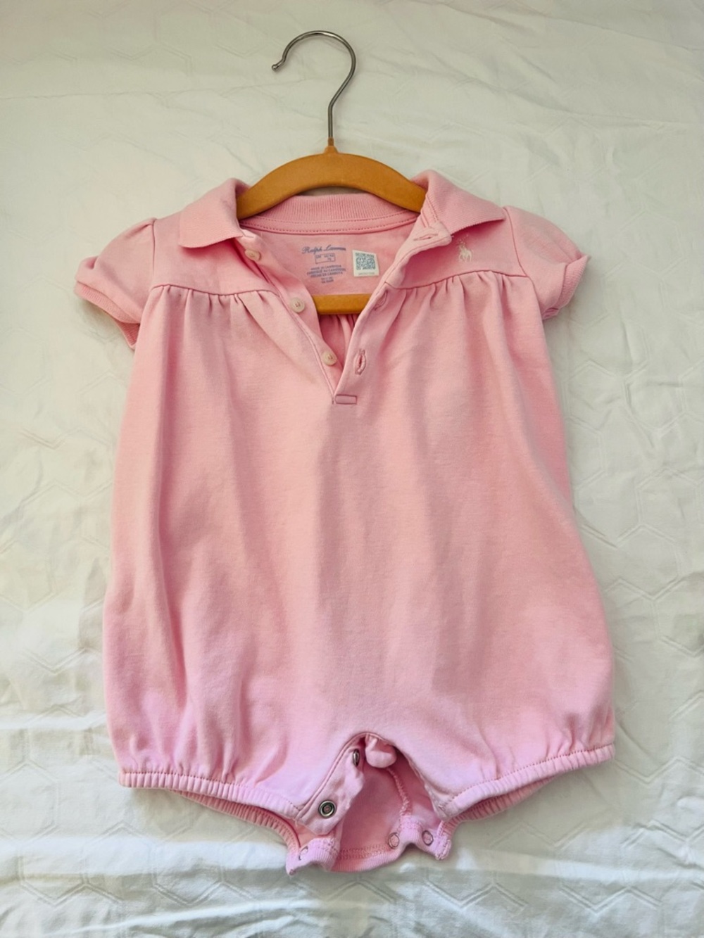 Ralph Lauren Pink Polo-Style Baby One-Piece Romper